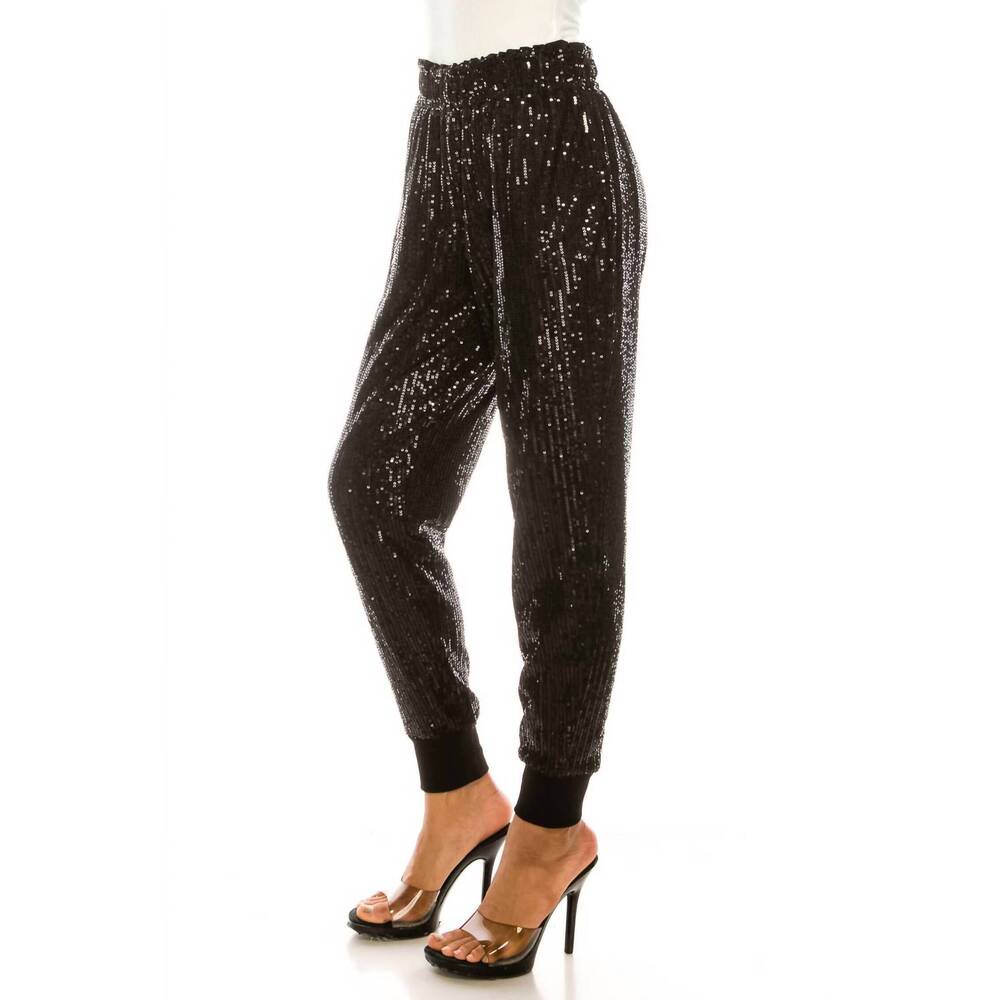 NEW WONDERFUL & YOUNG sequin jogger in black